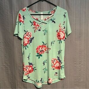 Tickled Teal Floral Top